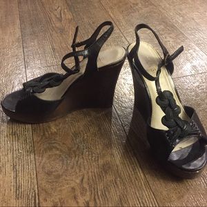 Vintage Colin Stuart leather and wood wedges